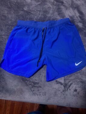 Nike Blue Men's Training Shorts with White Swoosh